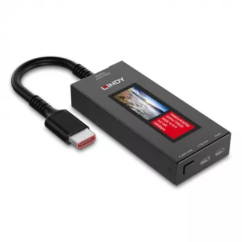 LINDY HDMI 8K60 signaalanalysator met OLED-display voor HDMI 2.1 8K video