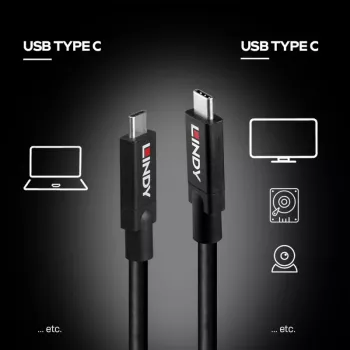 Lindy 43439 USB 3.2 Gen 2 USB-C naar USB-C actieve kabel, 8 m, 10 Gbps, 8K60, 100 W PD