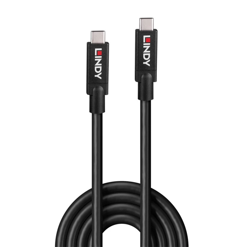 Lindy 43439 USB 3.2 Gen 2 USB-C naar USB-C actieve kabel, 8 m, 10 Gbps, 8K60, 100 W PD