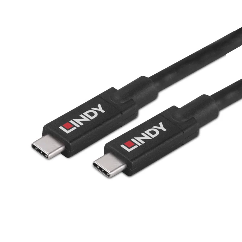 Lindy 43439 USB 3.2 Gen 2 USB-C naar USB-C actieve kabel, 8 m, 10 Gbps, 8K60, 100 W PD