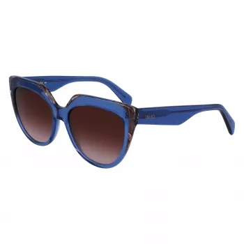 LIU JO dames zonnebril LJ783S-416 blauw cat-eye montuur grijze verloopglazen 55mm