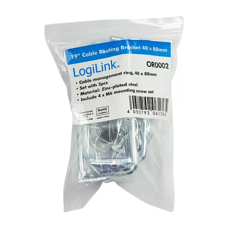 LogiLink 19 inch kabelmanagementbeugel 40 x 80 mm, staal, 2 stuks