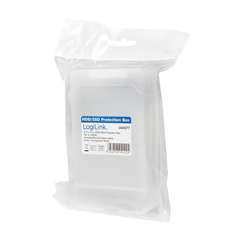 LogiLink 2.5 inch HDD-opbergbox voor 2 HDD/SSD, wit