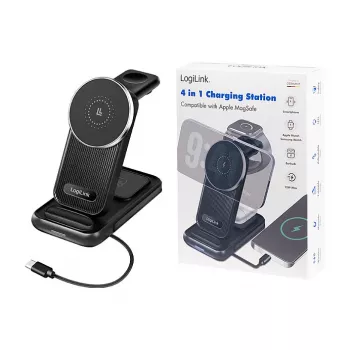 Logilink 4-in-1 draadloze tafellader, 15W Qi laadstation (PA0292)