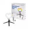 LOGILINK AA0155 LED ring fill light met hartvorm en statief, 20,5 cm, 10 helderheidsstanden, 3000K-6000K, USB-A