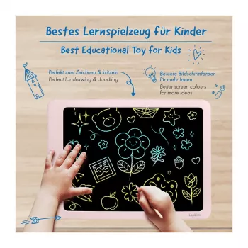 LogiLink AA0182 LCD-schrijftablet, 14 inch, roze, meerkleurig herbruikbaar krabbelbord