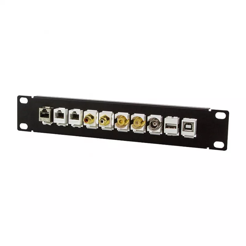 LogiLink ACT108 10-poorts keystone patchpaneel, 10-inch rack, 1U, zwart