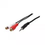 LogiLink audiokabel, 3,5-mm-jackstekker naar 2x RCA-bus, zwart, 0,2 m