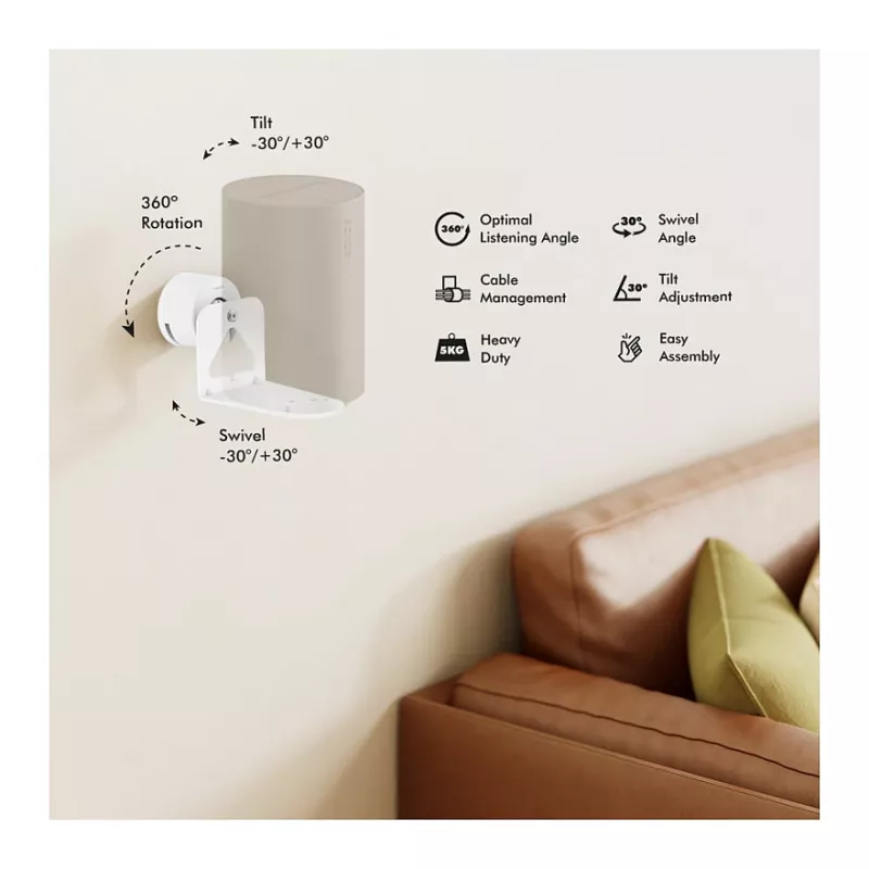LogiLink BP0207W luidsprekerwandsteun voor Sonos Era 100 & Era 300, wit, max. 5 kg