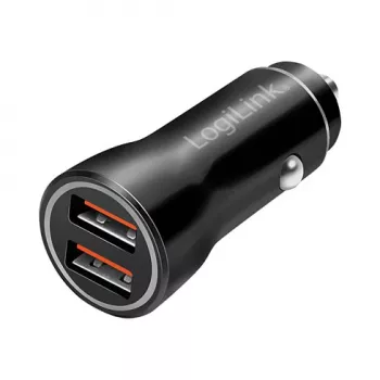 LogiLink PA0285 2-poorts USB-autolader 10,5 W, LED-verlicht, zwart