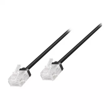 LogiLink Cat.6A U/UTP Slim High-Flex patchkabel, 15 m, zwart, diameter 2,8 mm, flexibele & soepele kabel - 1 stuk (CQ3103U)
