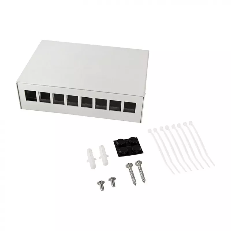 Logilink Consolidation Point Box 8-poorts, tafel-/wand-/DIN-railmontage, grijs