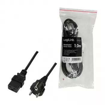 Logilink CP151 netkabel, CEE 7/7 naar IEC C19, zwart, 1 m