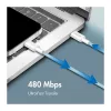 LogiLink CU0349 USB 2.0 Type-C naar Type-C kabel, 0,5 m, 480 Mbit/s, 60 W Power Delivery, nylon gevlochten, blauw