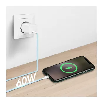 LogiLink CU0350 USB 2.0 Type-C naar Type-C kabel, 1 m, nylon gevlochten, blauw, 60W Power Delivery, 480 Mbps