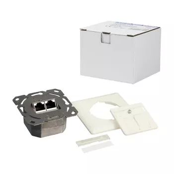 LogiLink DSIT inbouw Cat. 6a afgeschermde 2-poorts RJ45 aansluitdoos ivoor