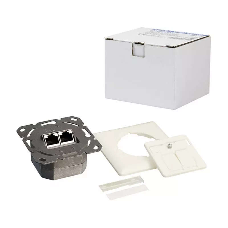 LogiLink DSIT inbouw Cat. 6a afgeschermde 2-poorts RJ45 aansluitdoos ivoor