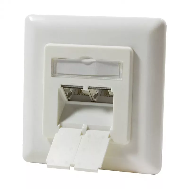 LogiLink DSIT inbouw Cat. 6a afgeschermde 2-poorts RJ45 aansluitdoos ivoor