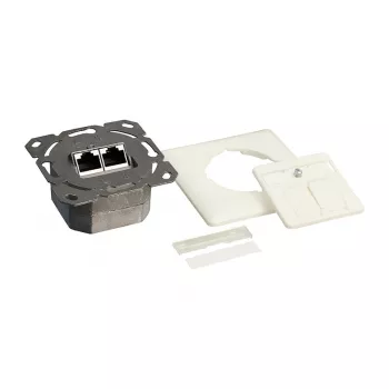 LogiLink DSIT inbouw Cat. 6a afgeschermde 2-poorts RJ45 aansluitdoos ivoor