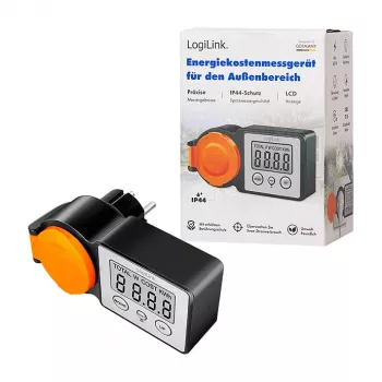 LogiLink Energiekostenmeter voor buiten, LCD-scherm, zwart/oranje
