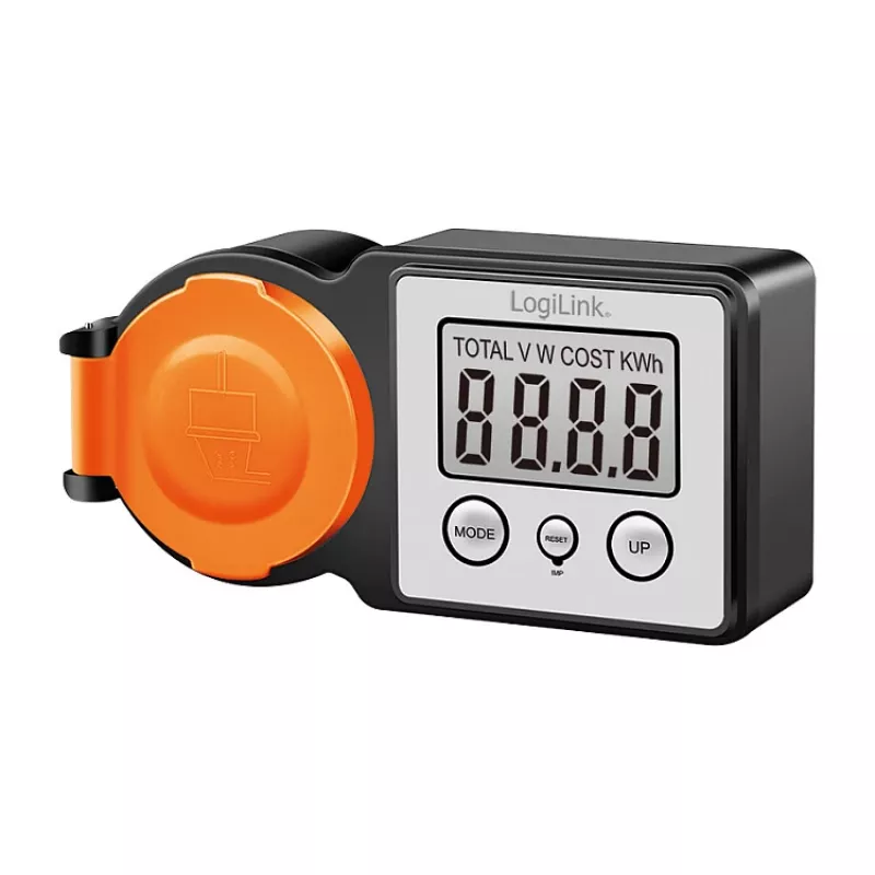 LogiLink Energiekostenmeter voor buiten, LCD-scherm, zwart/oranje