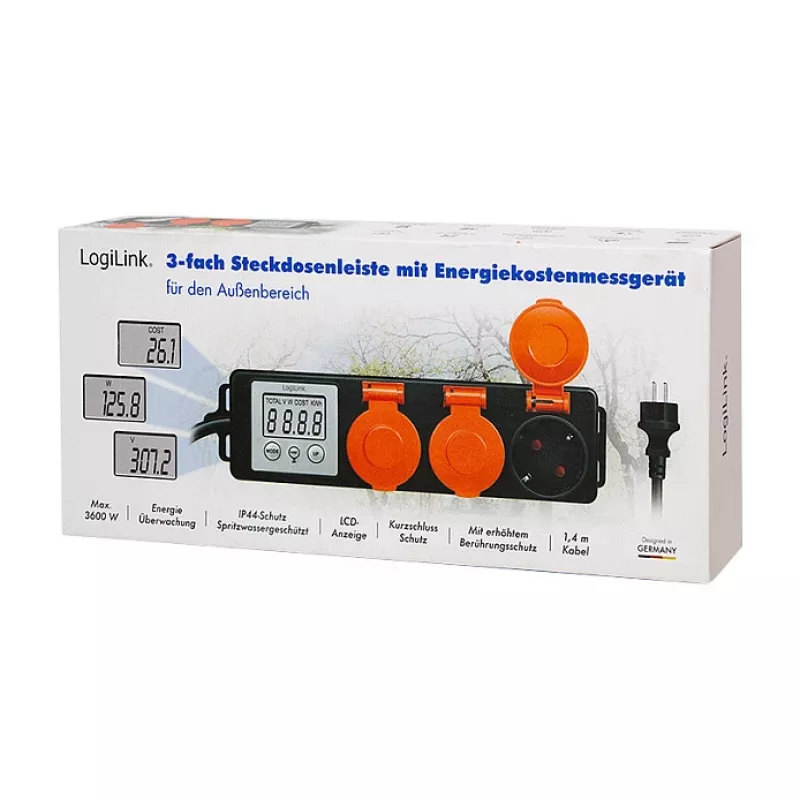 LogiLink Energiekostenmeter voor buiten met 3 stopcontacten