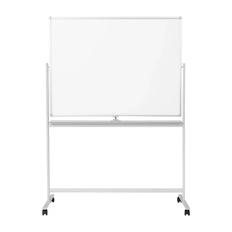 LogiLink EO0064 mobiel dubbelzijdig whiteboard, magnetisch staal, aluminium frame, 120x80 cm, wit/zilver