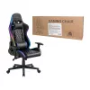 LogiLink EO0076 gaming chair met RGB-verlichting, lendensteun, zwart/blauw