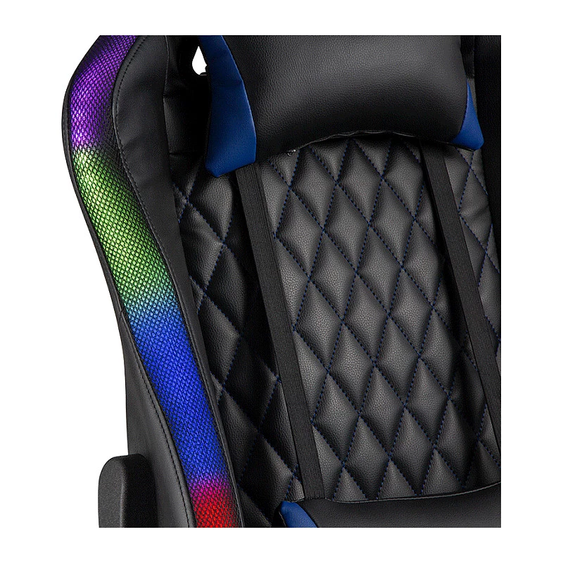 LogiLink EO0076 gaming chair met RGB-verlichting, lendensteun, zwart/blauw