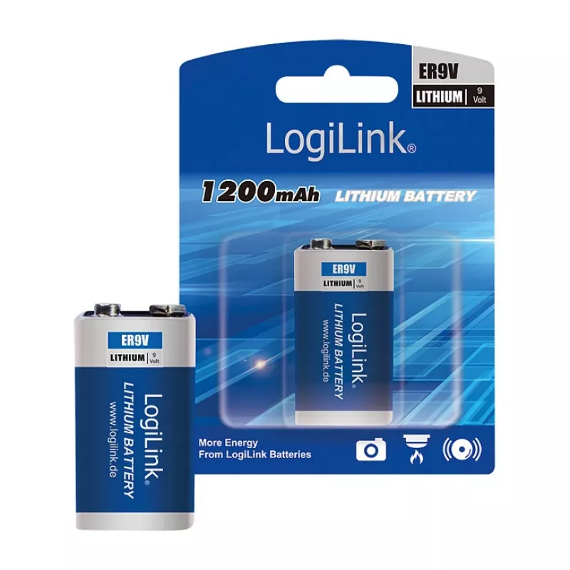 LOGILINK ER9VLIB 9V lithiumbatterij (1 stuks, blister) – 1200 mAh, niet oplaadbaar, PP3