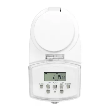 LOGILINK ET0008 buiten digitale tijdschakelaar - IP44, 10 AAN/UIT programma's, 16A/3680W, Schuko (Type F), zwart/grijs