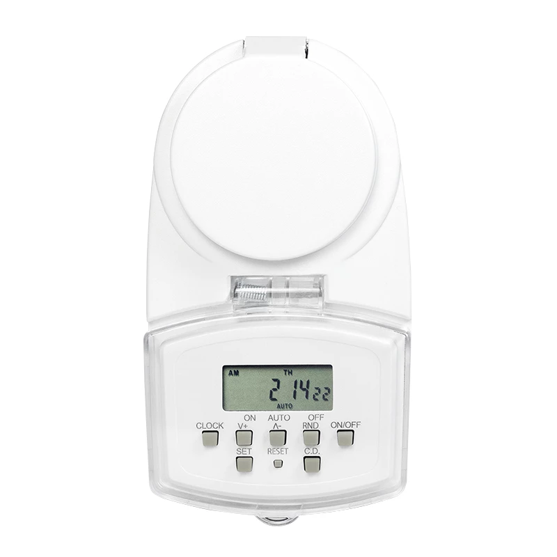 LOGILINK ET0008 buiten digitale tijdschakelaar - IP44, 10 AAN/UIT programma's, 16A/3680W, Schuko (type F), zwart/grijs