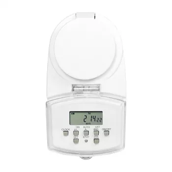 LOGILINK ET0008 buiten digitale tijdschakelaar - IP44, 10 AAN/UIT programma's, 16A/3680W, Schuko (Type F), zwart/grijs