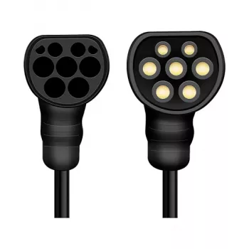 LogiLink EVC0128 Type 2 spiraalkabel voor elektrisch auto laden, 11kW, 3-fase, 20A, 5m, zwart met opbergtas