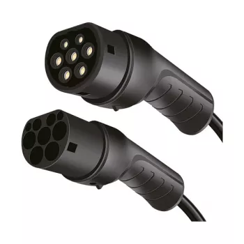 LogiLink EVC0128 Type 2 spiraalkabel voor elektrisch auto laden, 11kW, 3-fase, 20A, 5m, zwart met opbergtas
