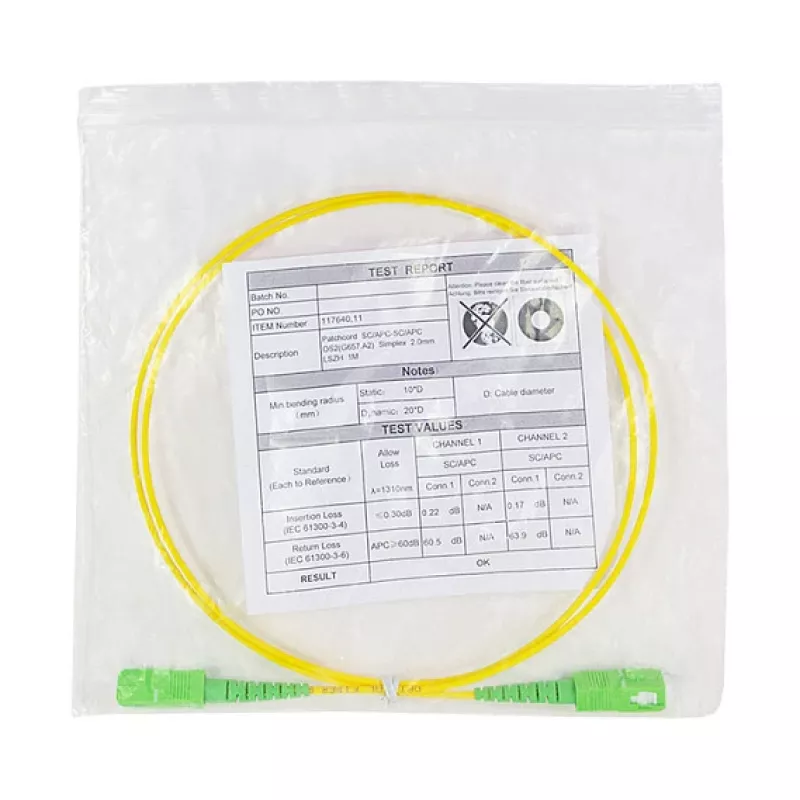 LogiLink glasvezel-patchkabel – simplex, OS2 SM G.657.A2, SC/APC naar SC/APC, 1 m, geel
