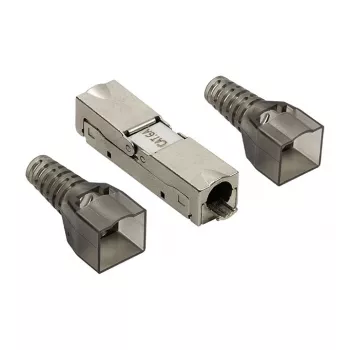 LogiLink veldmonteerbare RJ45-stekker Cat.6A STP 10G, gereedschapsvrije IDC, zinkdrukgietsel, AWG 22-26, zilver