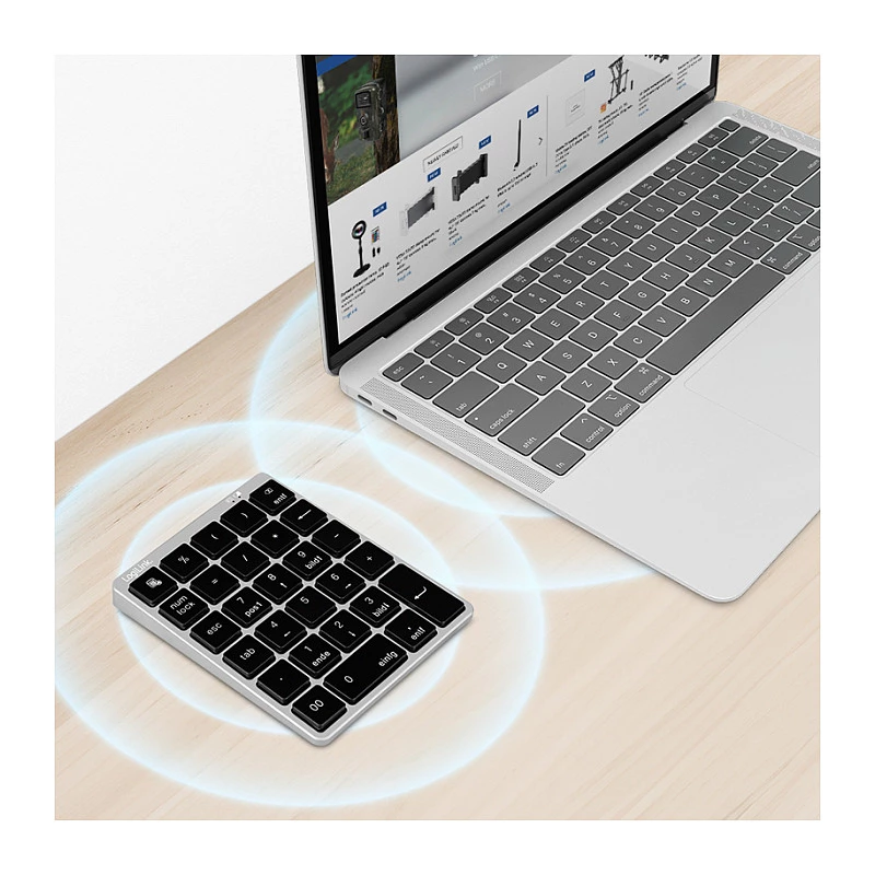 LogiLink ID0212 draadloos numeriek toetsenblok, 28 toetsen, Bluetooth 5.0, Space Grey