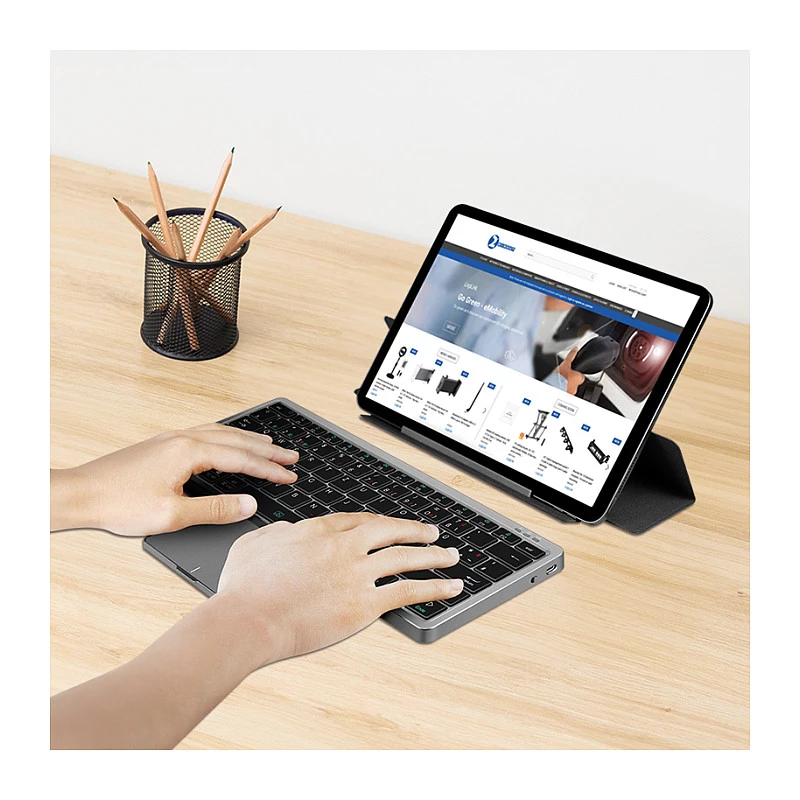 LOGILINK ID0214 Draadloos Toetsenbord met Touchpad, Bluetooth 5.1, 3-kanaals, Grijs