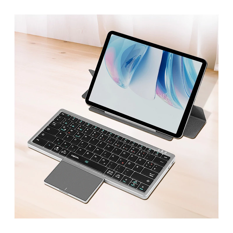 LOGILINK ID0214 Draadloos Toetsenbord met Touchpad, Bluetooth 5.1, 3-kanaals, Grijs