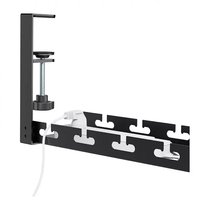 LOGILINK KAB0094 onderbureau kabelgoot, klemsysteem, uitschuifbaar, metaal, zwart