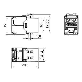 LogiLink Keystone Jack Cat.6A STP met stofkap, 14,4mm, 22-26 AWG, 24 stuks