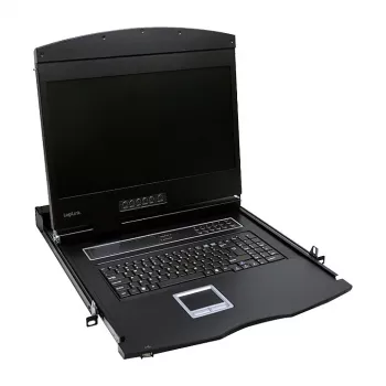 LOGILINK LC902GE KVM-console met 19 inch LCD-scherm, VGA, Duits toetsenbord