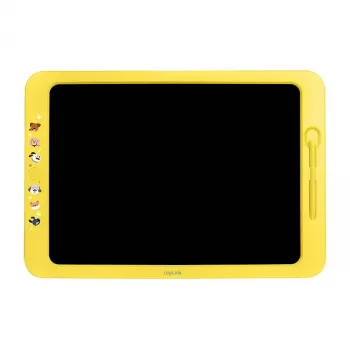 LogiLink LCD-schrijftablet 19 cm, geel – herbruikbaar meerkleurig tekenbord met wis- en vergrendelfunctie