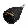 LogiLink LPS104 verlengkabel, CEE 7/7 naar CEE 7/3, textielvlecht, zwart/grijs, 3 m