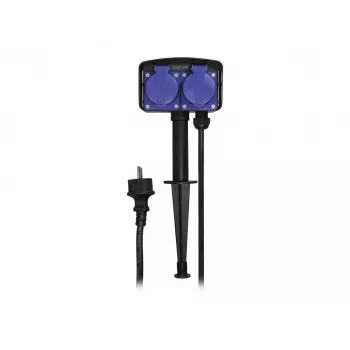 Logilink LPS214 stopcontactblok, 2 randaarde stopcontacten, IP44, grondpen, 2m kabel