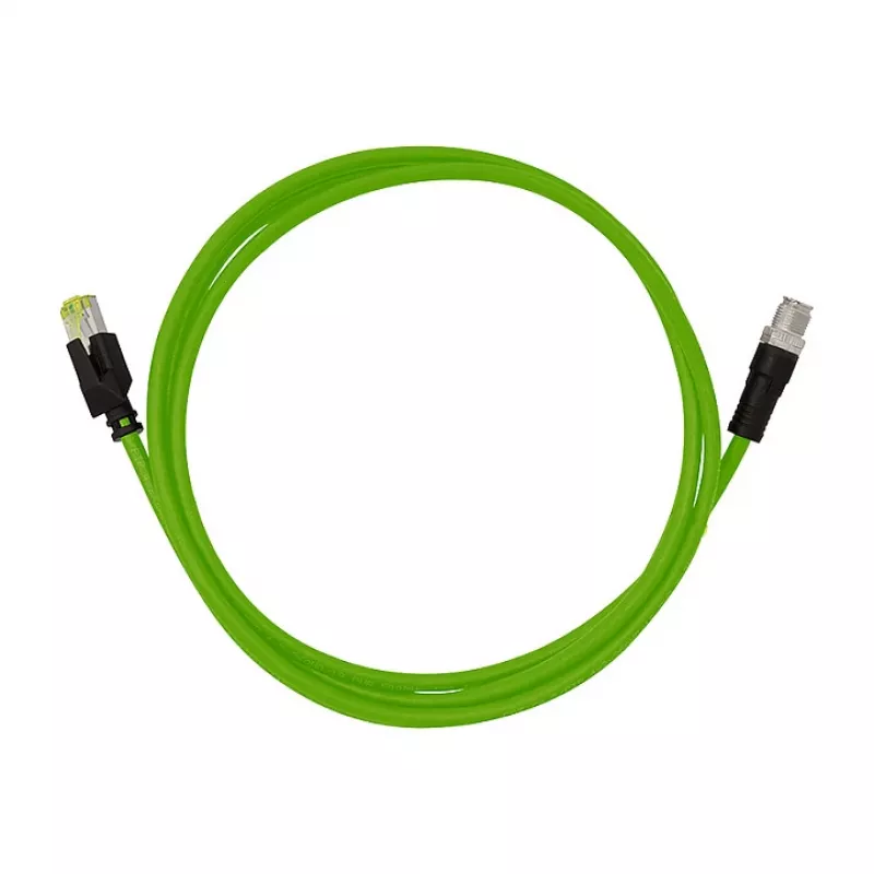 LOGILINK M12 Cat6A industriële Ethernet-patchkabel - PUR, M12 X-Coded naar RJ45, 5m, S/FTP, groen