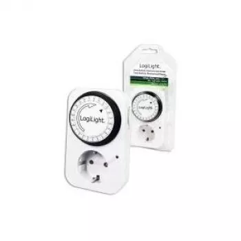 LogiLink mechanische tijdschakelaar ET0001, dagelijks programmeerbaar, 16 A, 3680 W, kinderslot, wit