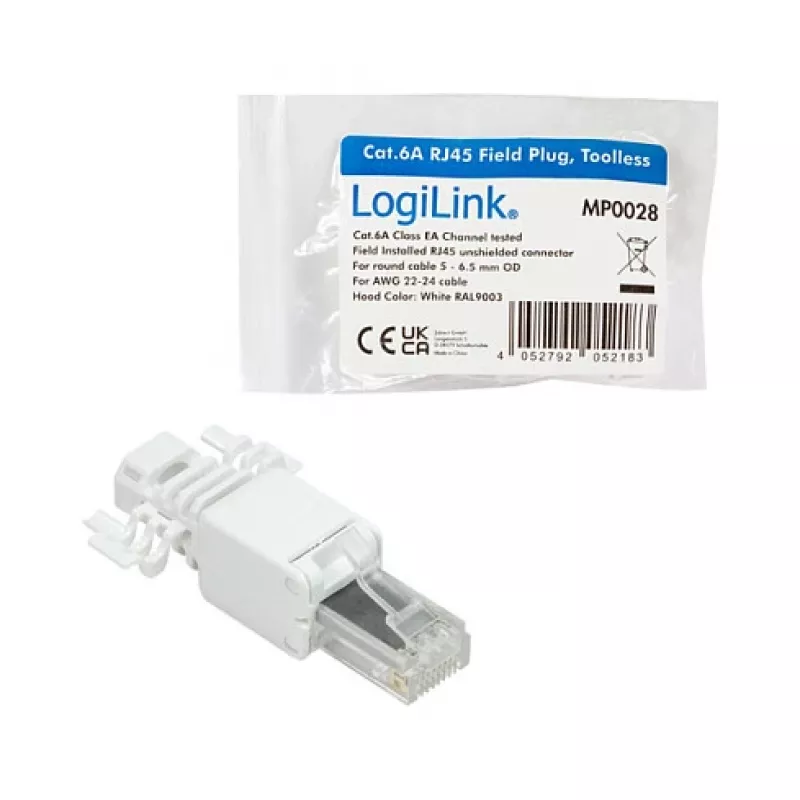 LogiLink modulaire stekker RJ45 Cat.6A, UTP, gereedschapsloos, wit
