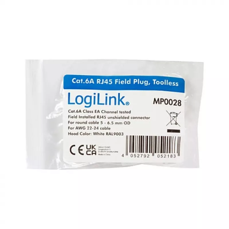 LogiLink modulaire stekker RJ45 Cat.6A, UTP, gereedschapsloos, wit
